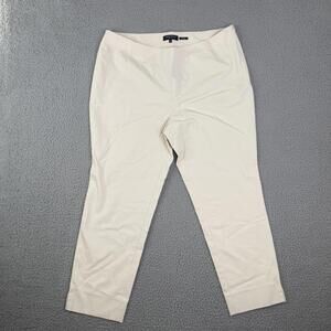 Lafayette 148 Stanton Beige Pants Women's 14 Curvy Stretch  Cropped